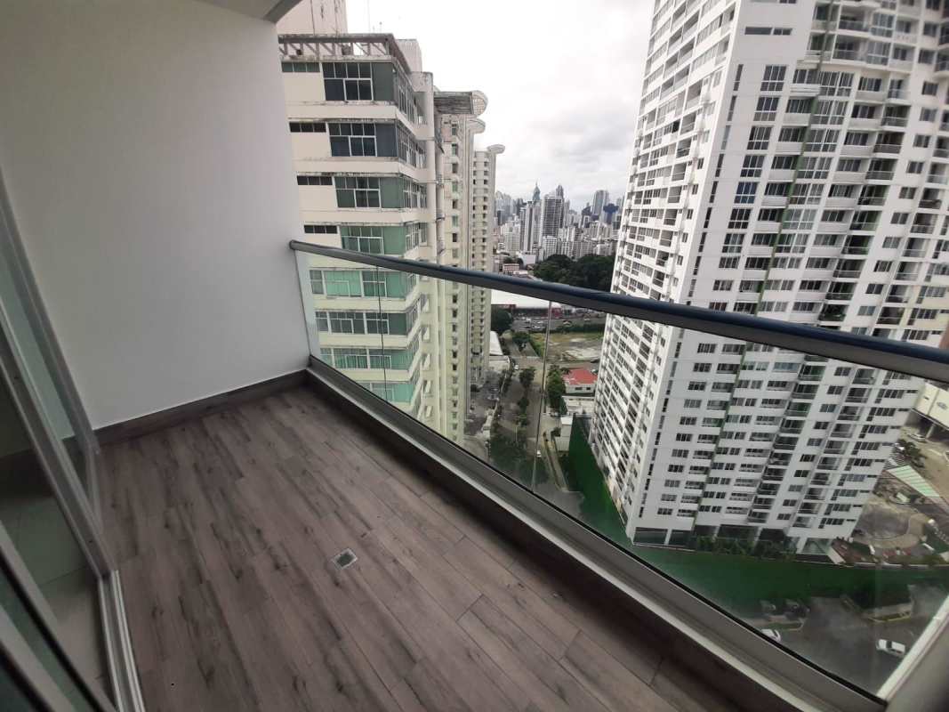 City skyline from balcony at PH Vivendi Green near Plaza Edison Panama