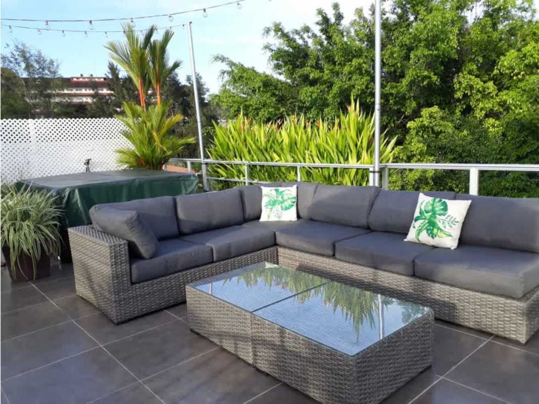 Landscaped garden view seen from balcony at PH Clayton Hills Panama