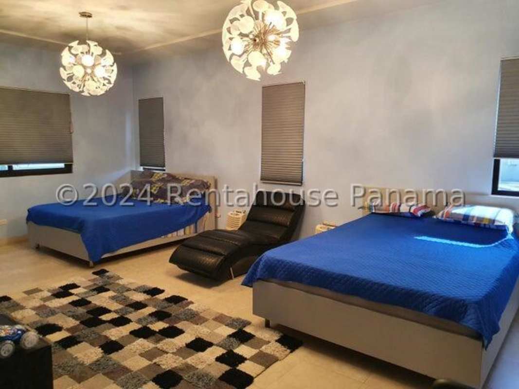 Terrace with outdoor seating, ceiling fans and pool view luxury house Costa del Este