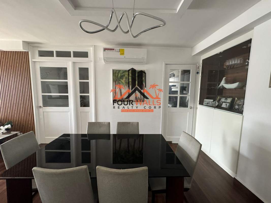 Furnished master bedroom with ocean view window PH Balboa Bay Panama City