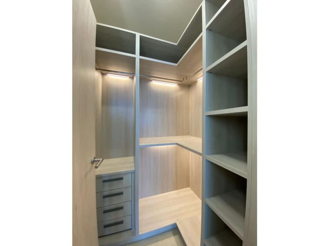 Modern minimalist bathroom glass shower vanity in Santa Maria Park Tower Panama City