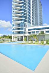 Infinity pool overlooking Pacific Ocean at Malibu Tower in Playa Gorgona Panama