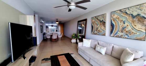 Modern bathroom vanity with glass shower enclosure in PH Royal Pacific beachfront condo