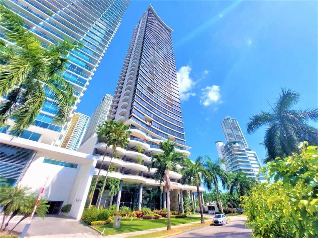 Luxury high-rise PH Panama Bay Tower with ocean backdrop in Costa del Este Panama