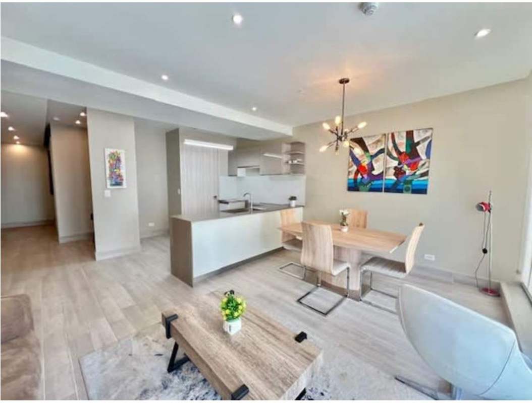 Spacious living dining area with panoramic windows and contemporary design in PH Azurre Panama