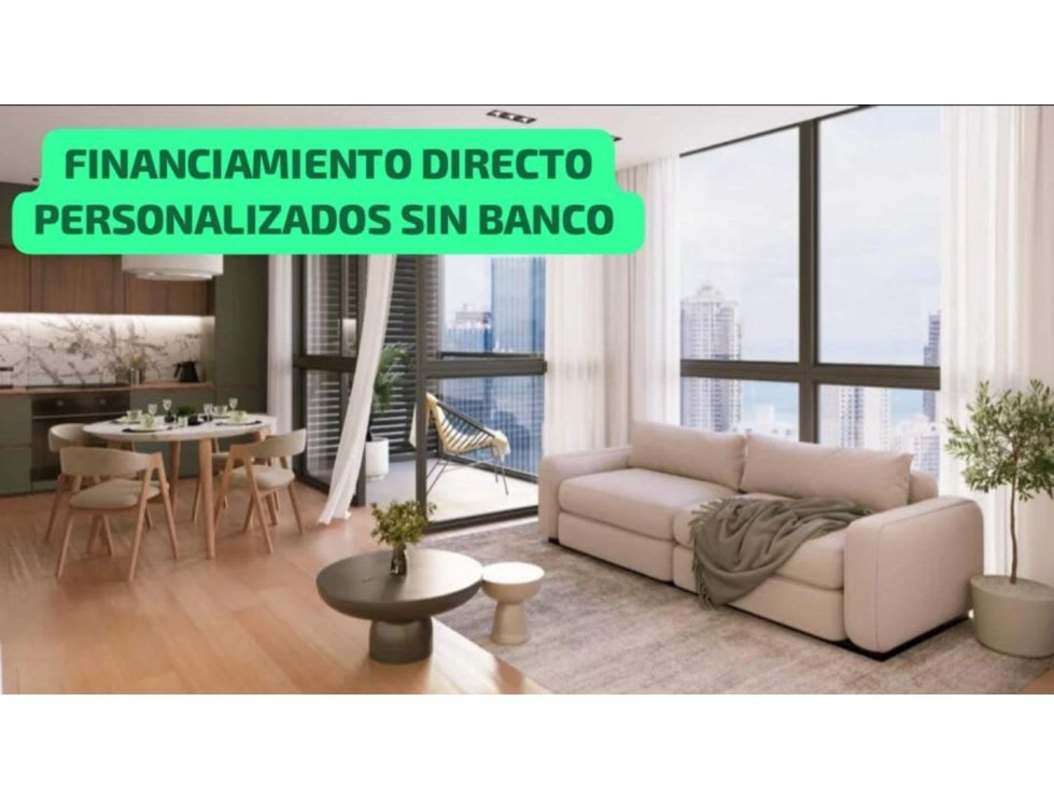 Modern living room with floor to ceiling windows and ocean skyline PH Moderna Panama City