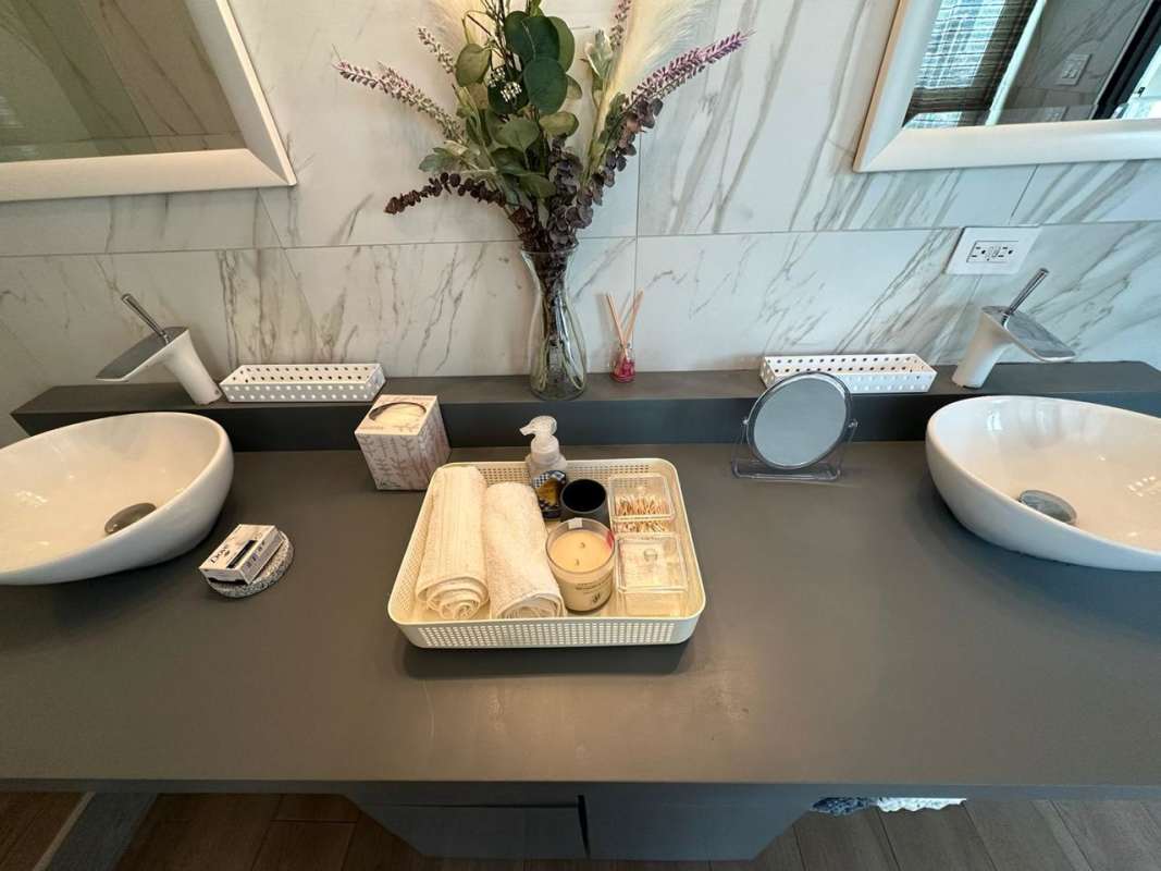 Gourmet kitchen with granite counters custom cabinetry at PH Marina Park Panama City