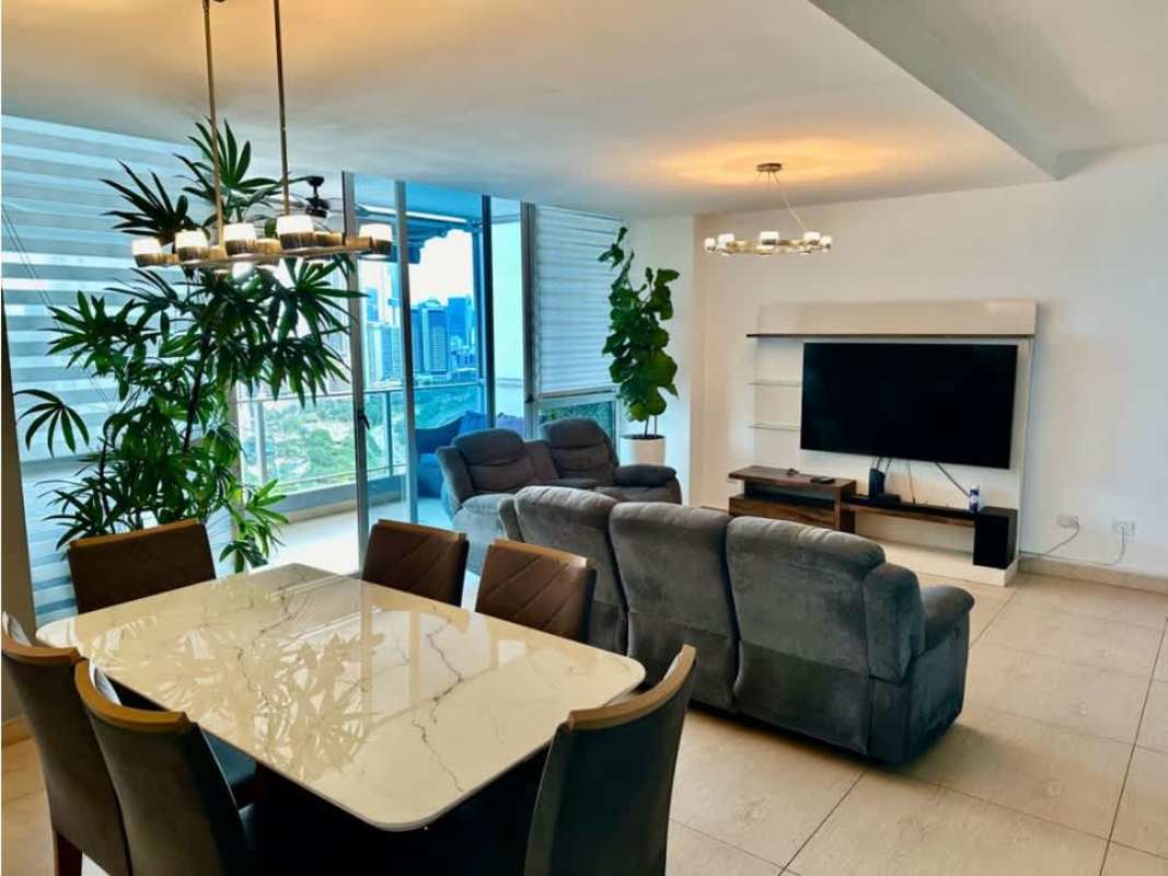 Furnished kitchen with granite countertops and modern appliances PH BICSA Avenida Balboa Panama City