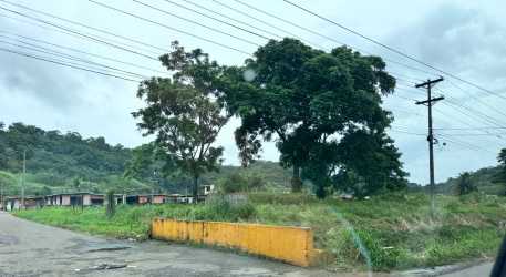 Roadside open land with power lines and trees ideal for franchise or gas station on San Martin road Cativá