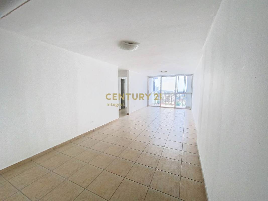 Spacious modern living room with tile flooring and balcony in PH Vista Belle Tower Panama City