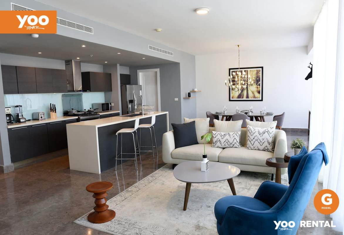 Modern open dining and living area luxury apartment PH Yoo Panama
