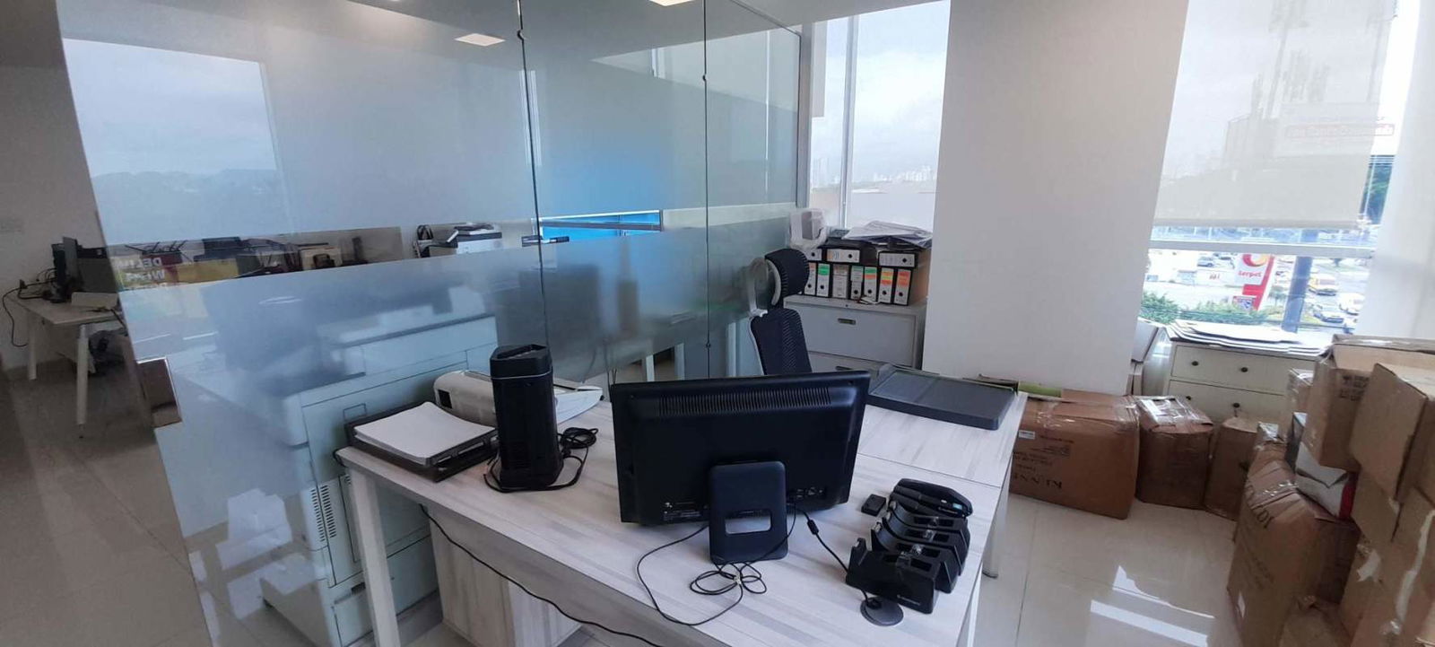 Private enclosed office with glass divider, modern setup in Costa del Este office building
