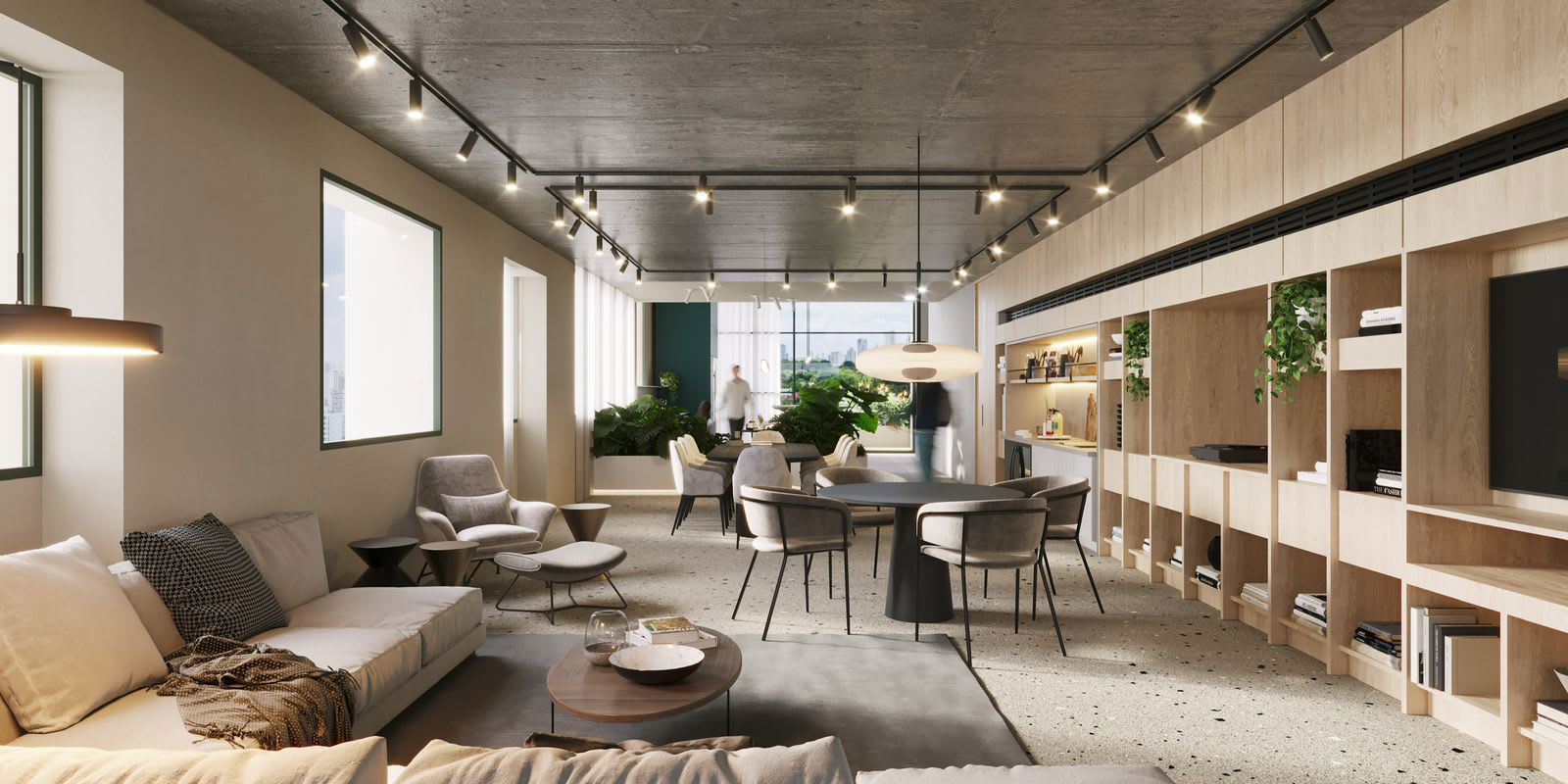 Modern lobby with biophilic interior greenery reception PH Aurea 19 Coco del Mar Panama