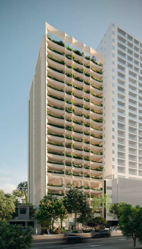 Contemporary apartment building with lush balconies and greenery PH Aurea 19 in Coco del Mar Panama City