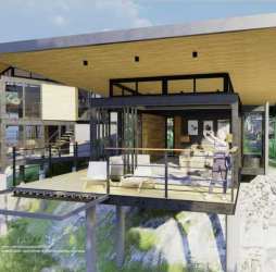 Glass-wall balcony design concept for hillside homes on land near El Valle Panama