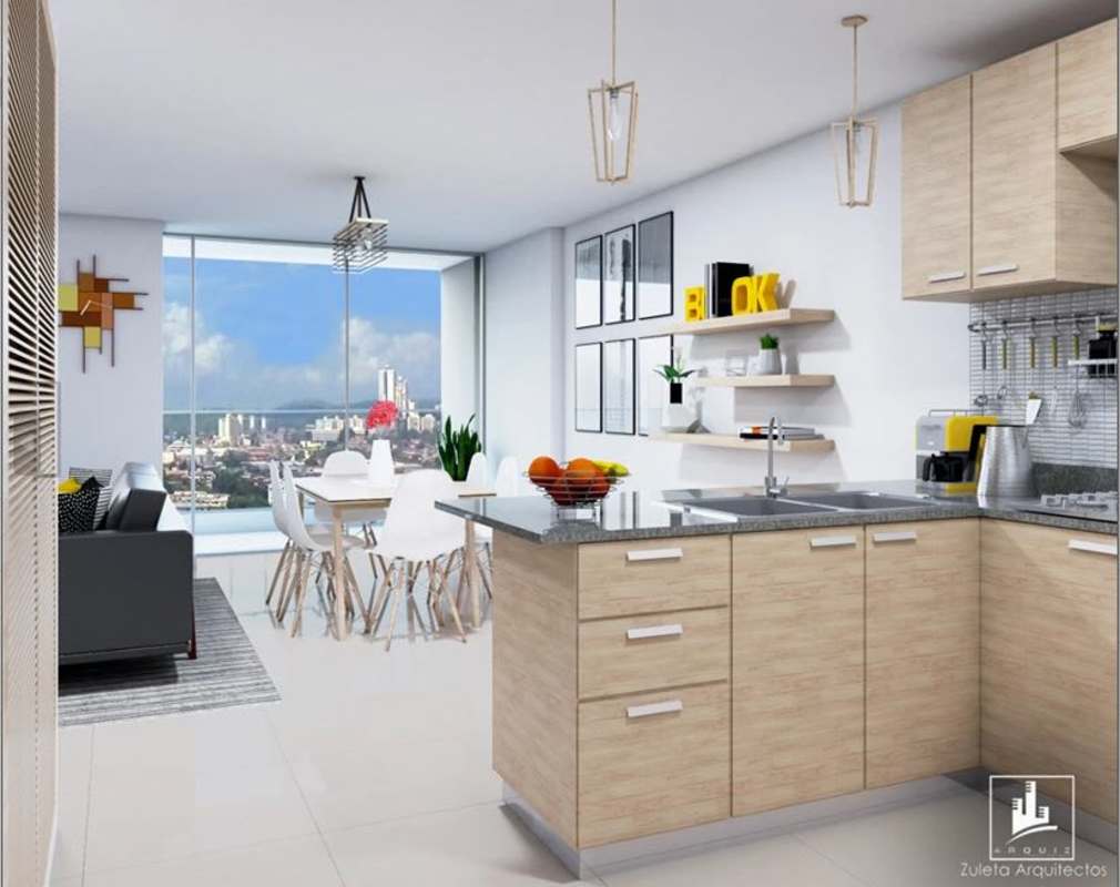 Bright bedroom with large window city view Torre 74 Betania Panama City