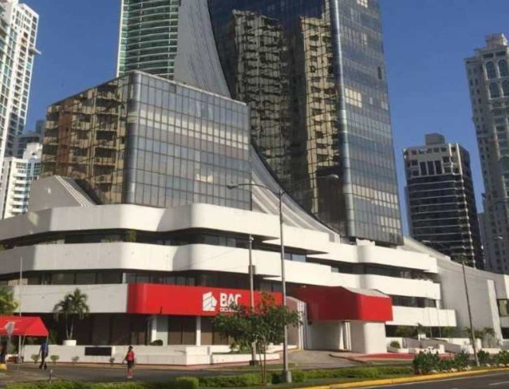Modern glass curtain commercial building Torre BAC on Avenida Balboa Panama City