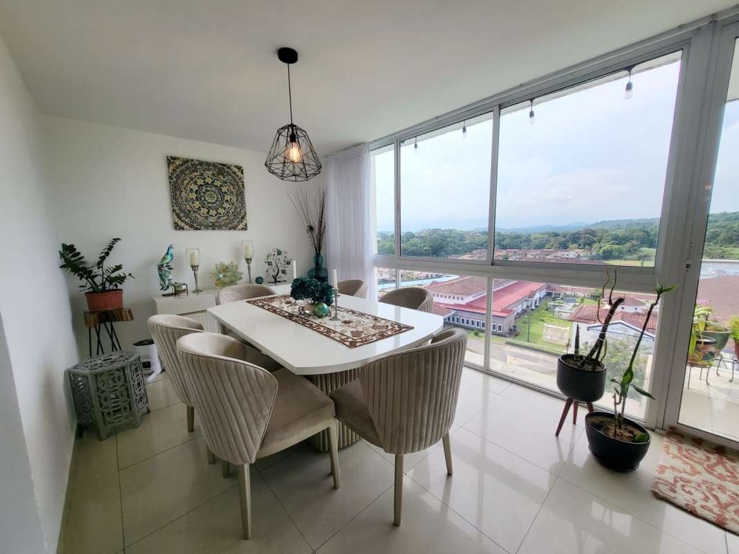 Bright modern dining room with panoramic views and stylish furniture PH Pine Hill Panama