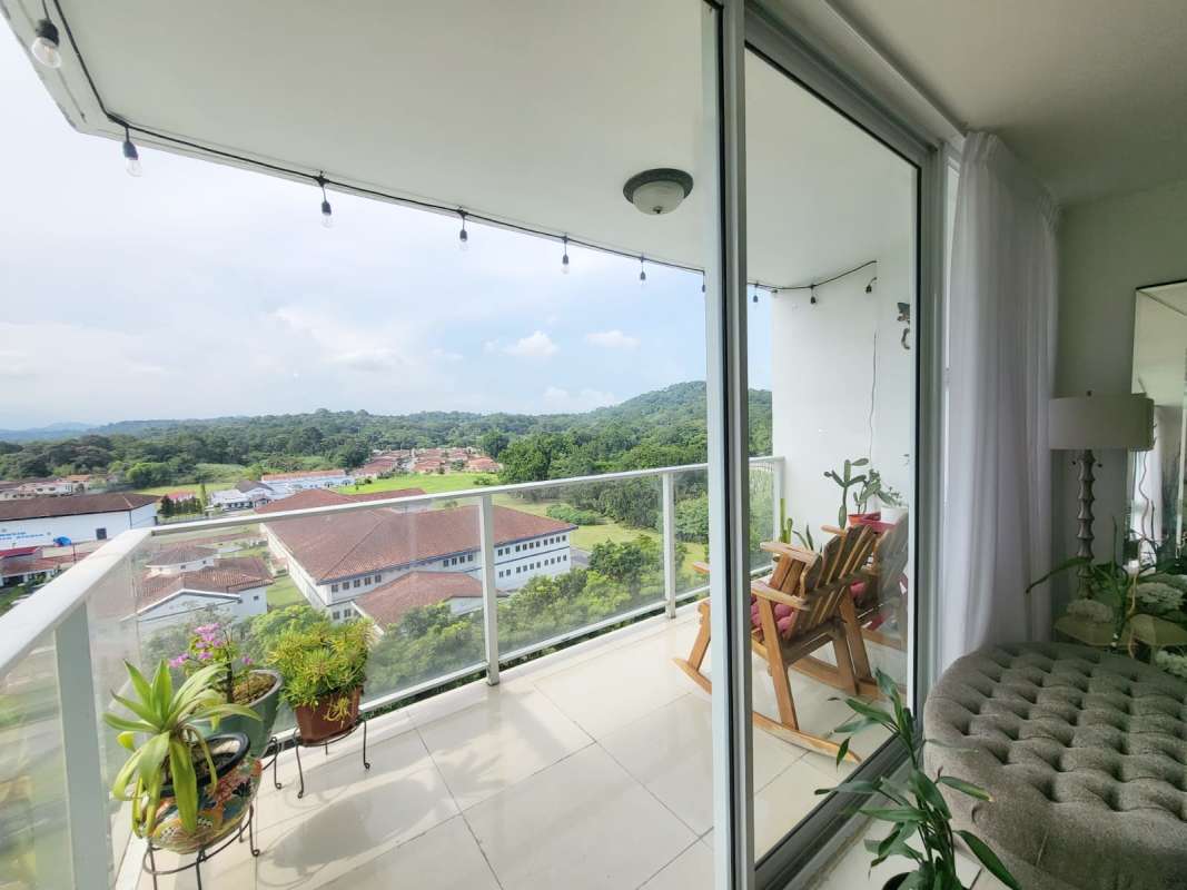 Private balcony with scenic greenery views at Pine Hill Apartment Albrook Panama