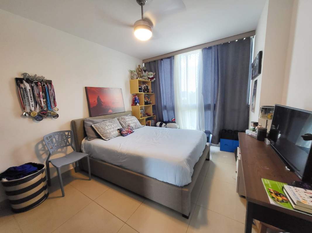 Contemporary bedroom with large window, natural light and stylish decor PH Pine Hill Panama