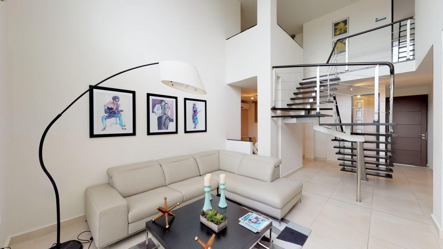 Detailed upper level architectural plan showing bedrooms and attic Villasur Panama