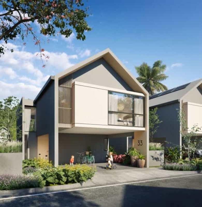 Spacious master bedroom in new Panama Norte house Aurora Green City with ensuite bathroom and large windows