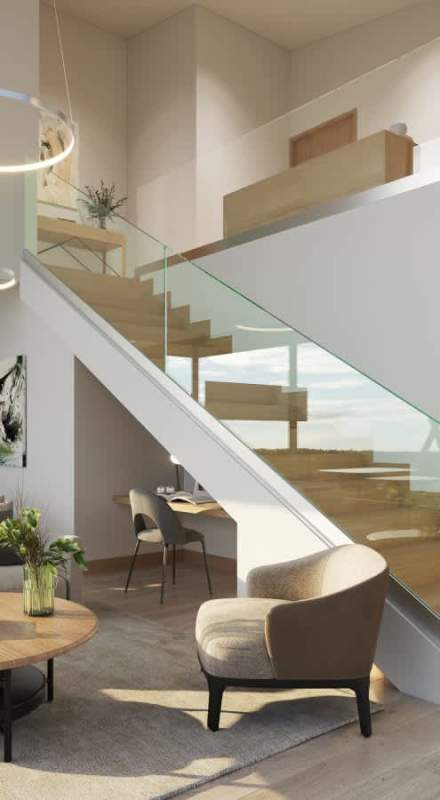 Modern master bedroom with balcony and garden view new house North Panama