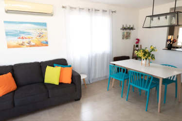 Covered terrace outdoor living space at beach house Nueva Gorgona