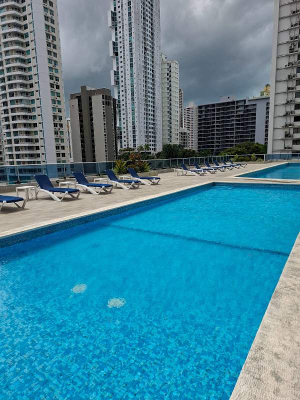 Rooftop infinity pool overlooking Panama City skyline at PH Harmony Tower San Francisco