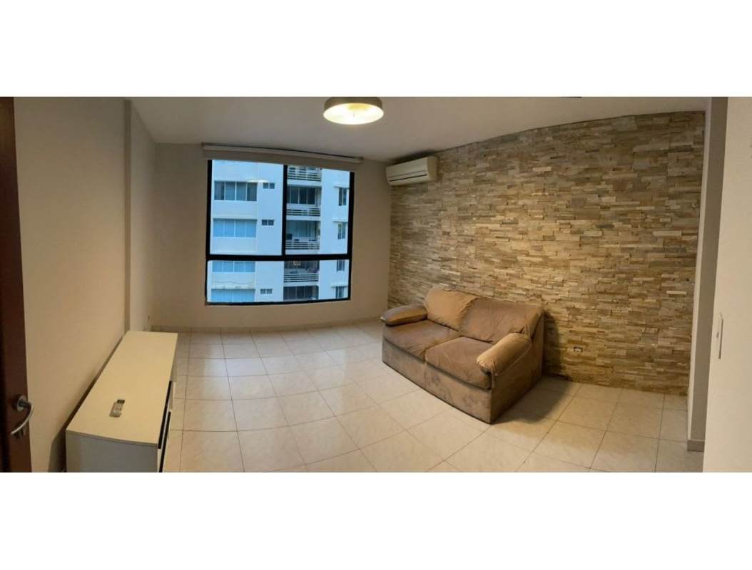 Elegant dining room with large windows and sea view in furnished apartment Punta Pacífica Panama City