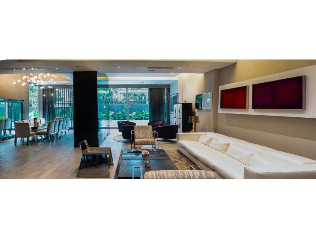 Master bedroom with luxury finishes and garden views Bianco Loft Altos del Golf Panama