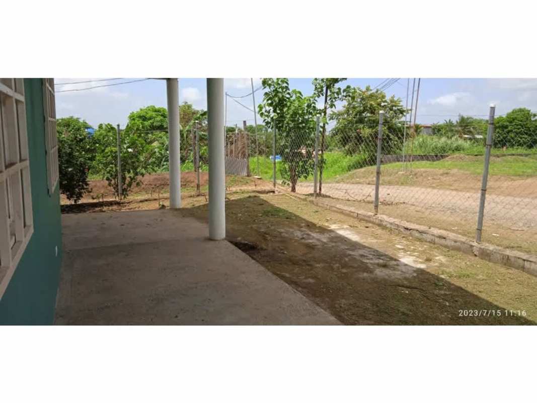 Covered terrace fenced yard garden space affordable home Chepo Panama Hola Realty