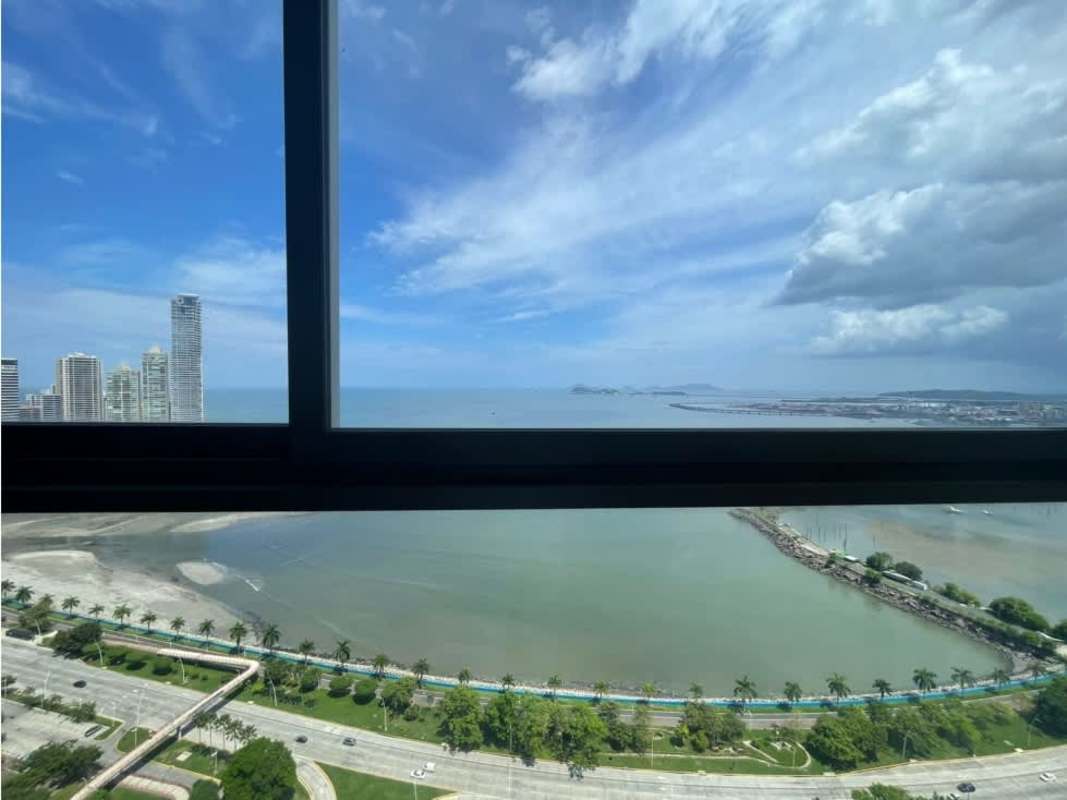Balcony with glass railing overlooking Pacific Ocean Panama City PH Yoo Panama