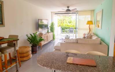 Cozy bedroom with window garden view, split AC, closet in Punta Barco condo Panama