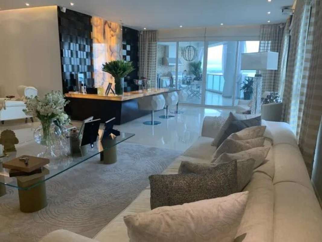 Large kitchen with island, granite counters, modern appliances at PH Venetian Tower Panama City