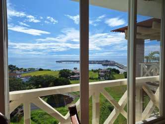 Luxury master bedroom with private balcony and Pacific Ocean views PH Roca Marina Vista Mar Panama.