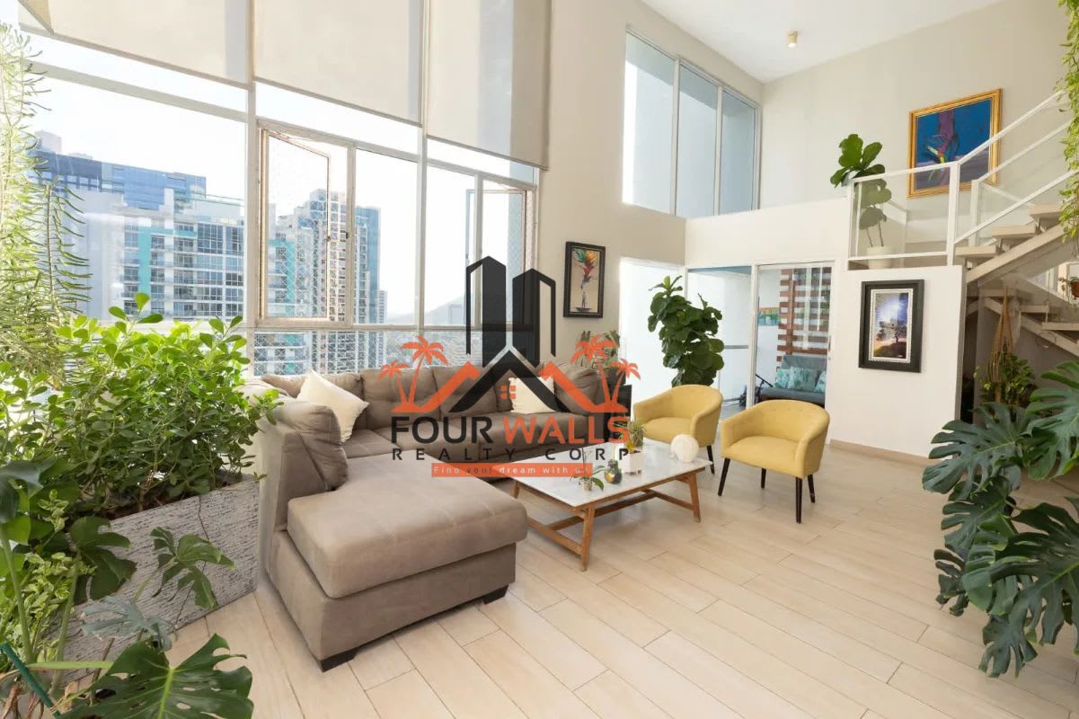 Bedroom with large window ocean view modern furnishings PH Blue Park Panama