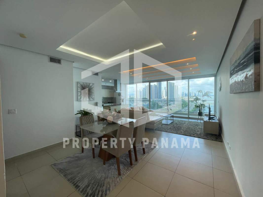 Spacious bedroom with large windows and city & ocean panorama at PH Oceanaire Punta Pacifica Panama