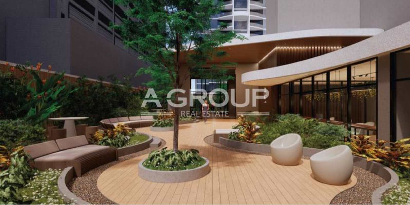 Open-plan kitchen dining and living room with city view at Allure Punta Pacifica Panama