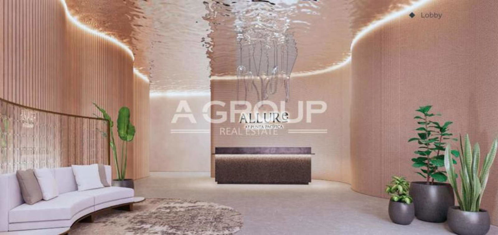 Spacious modern living dining with sectional sofa and city views at PH Allure Punta Pacifica