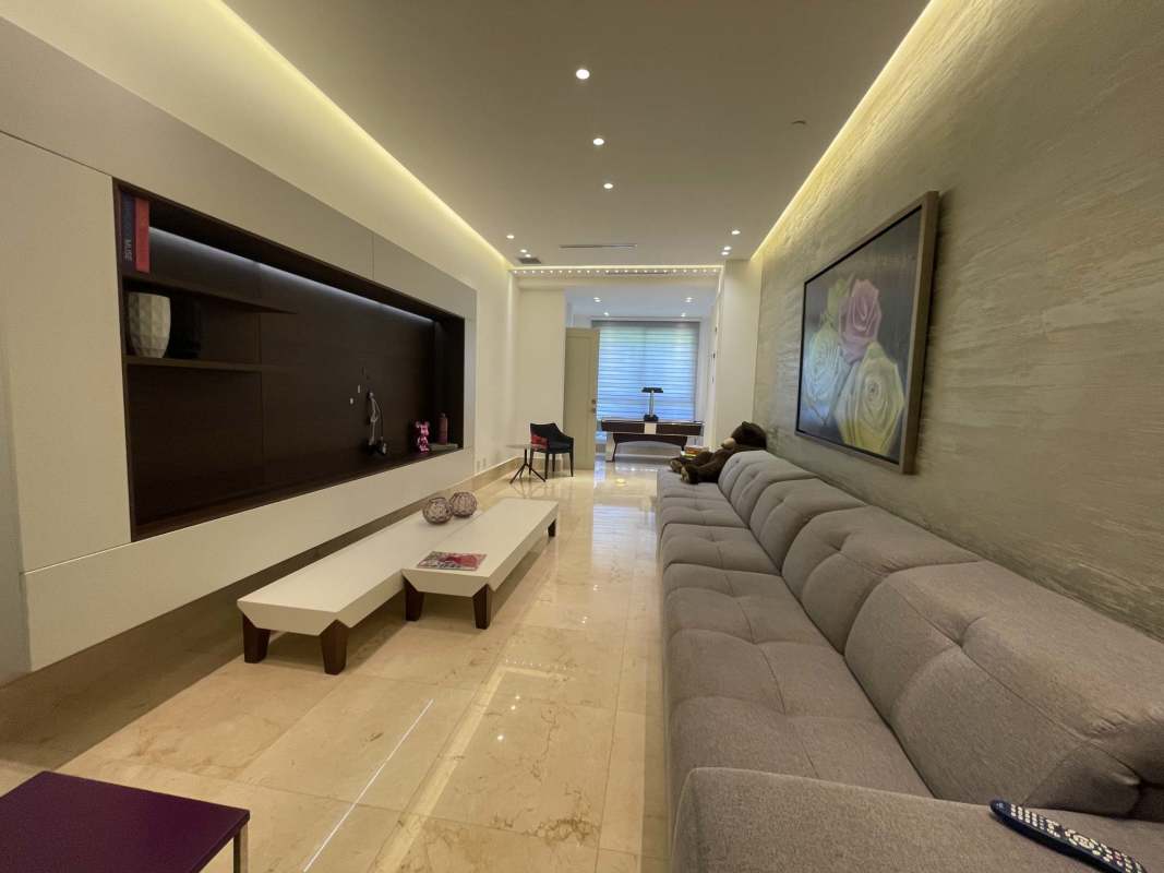 Spacious master bedroom floor to ceiling windows garden view PH Santa Maria Panama