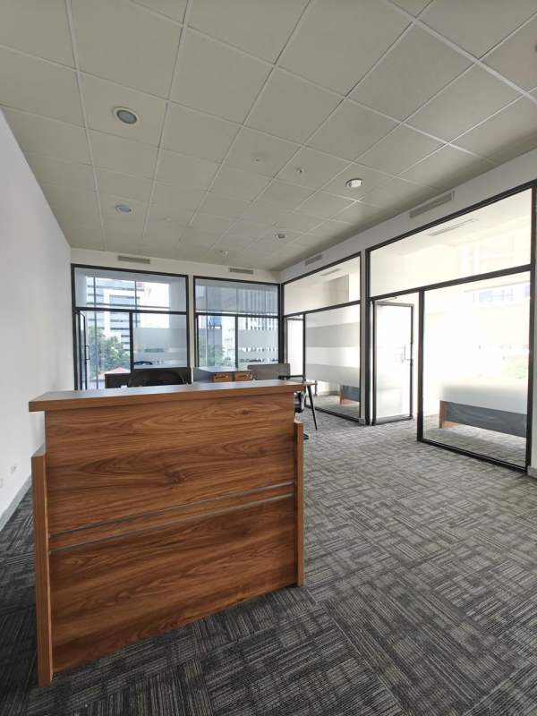 Reception area with modern furnishings commercial office PH Habitats Plaza Calle 50 Panama City
