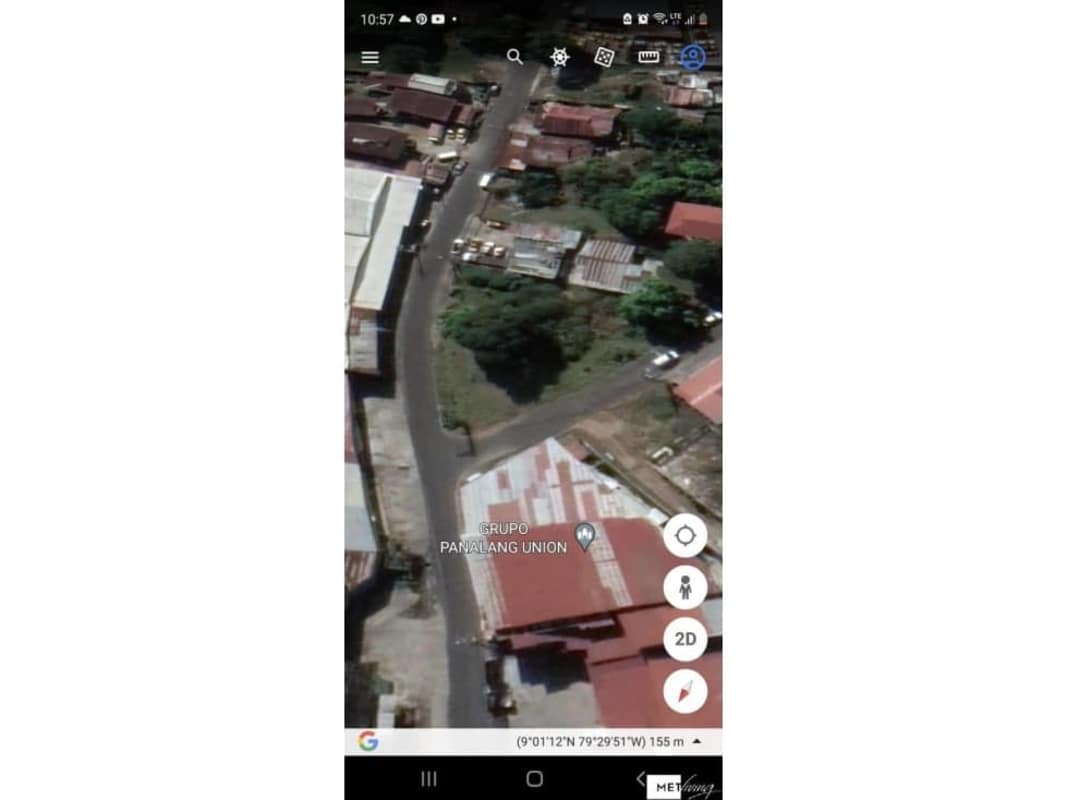Aerial urban photo featuring corner parcel with street views Río Abajo Panama City for commercial residential development