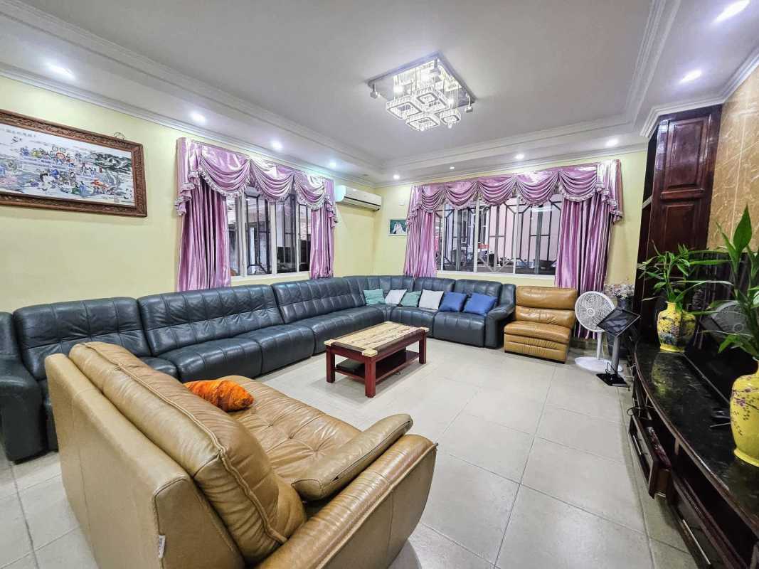 Interior view with staircase, hall, and living area in Altos del Country house Panama City