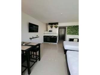 Studio apartment with dining table kitchenette and balcony Playa Blanca Resort Panama