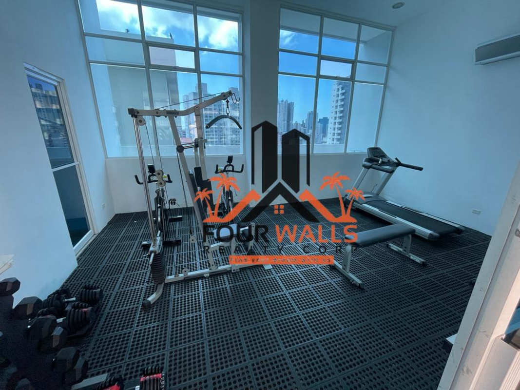 Fully equipped modern gym with city views inside PH Forum El Cangrejo Panama