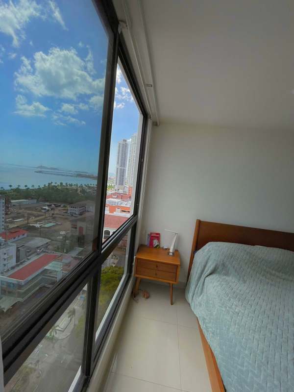 Balcony overlooking Pacific Ocean and skyline PH Balboa Bay Panama City
