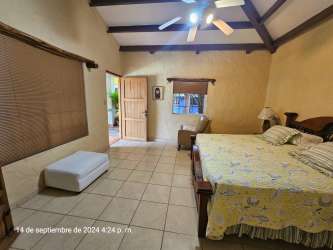 Outdoor covered palapa bar with BBQ adjacent to pool tropical villa Panama