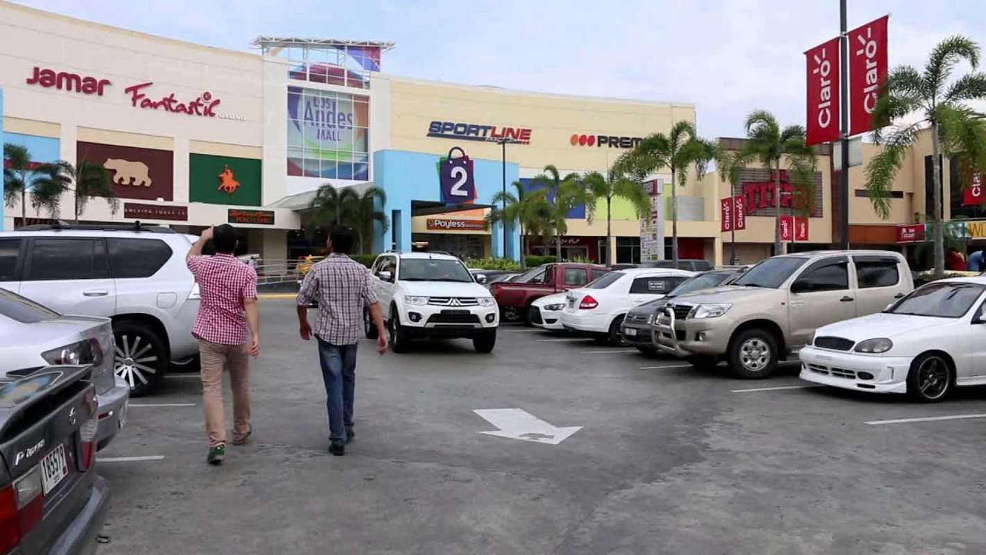 Shopping mall atrium with retail stores and skylight inside Los Andes Mall in Panama City