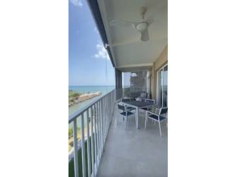 Modern living room with luxury furnishings in beachfront apartment in Buenaventura Panama